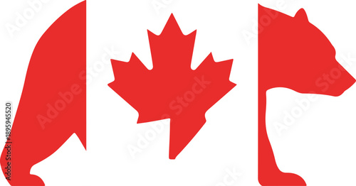 Canadian flag with bear silhouettes replacing stripes