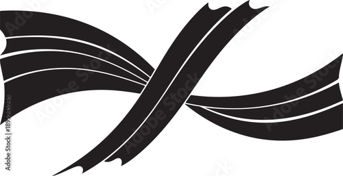Black and white abstract design with curved lines and shapes