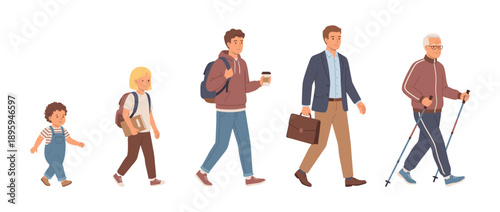 Life stages of a man growing up vector illustration