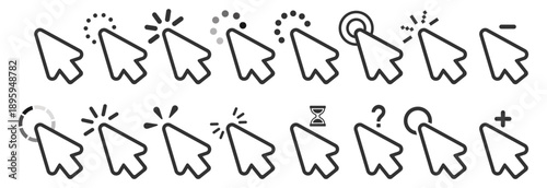 Mouse cursor pointer click icon outline vector interface ui symbol on transparent background