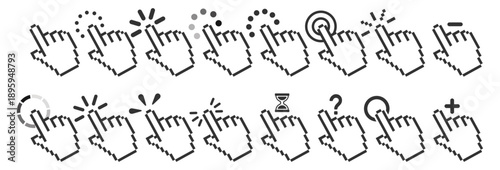 Mouse cursor pointer click icon outline vector interface ui symbol on transparent background