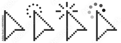 Mouse cursor pointer click action icon vector outline ui interface symbol on transparent background