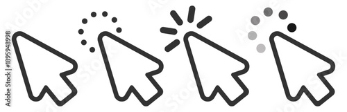 Mouse cursor pointer click action icon vector outline ui interface symbol on transparent background