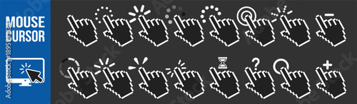 Mouse cursor pointer click action icon vector outline ui interface symbol on transparent background