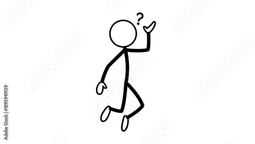 Simple stick figure with a puzzled expression and questioning gesture.