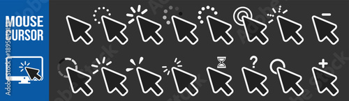 Mouse click cursor icons set. Arrow and pointer cursor collection. Vector illustration on transparent background