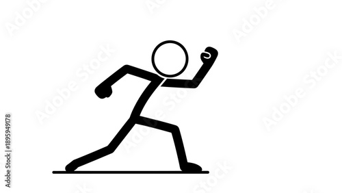 Simple stick figure throwing a punch in a fighting stance.