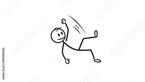 Simple stick figure illustration of a person falling or slipping.