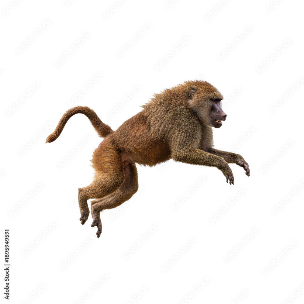 Fototapeta premium A baboon jumping in the air.
