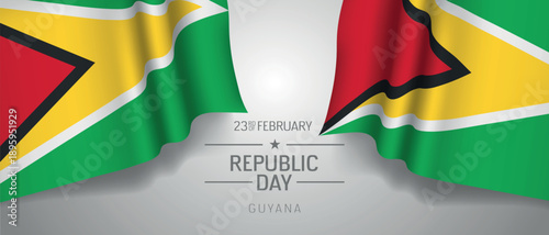 Guyana republic day vector banner, greeting card