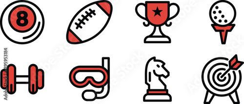 Archer, chess, diving, gym, golf, trophy Icons Pack Vector Graphic for UI UX Projects