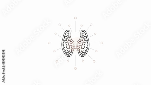 Stylized illustration of a thyroid gland with radiating circles