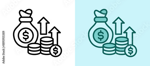 Cost Rising whitegreen icon