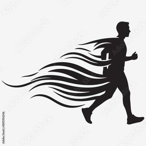 Run Through Flames, silhouette of a young man running,Overcoming obstacles and moving forward despite difficulties. Muscular Man Silhouette Athlete Running, Training
