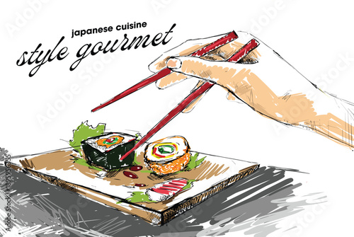 japanese cuisine and style gourmet sushi poster