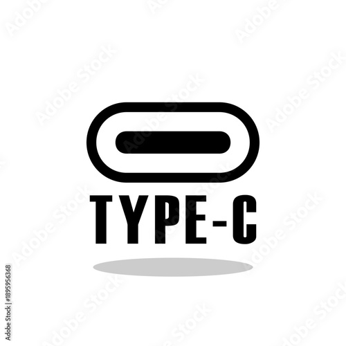 USB Type C port icon with shadow