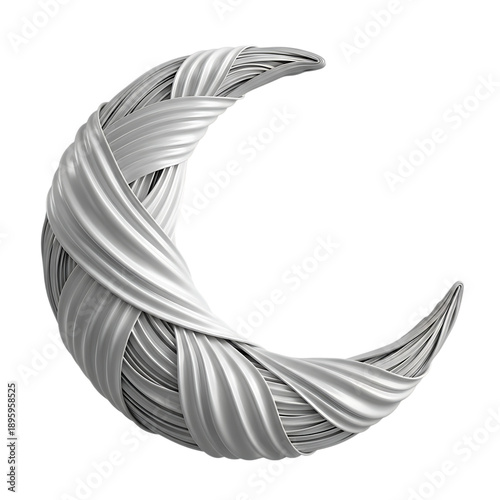 Silver crescent moon wire art for Ramadan decoration and celebration