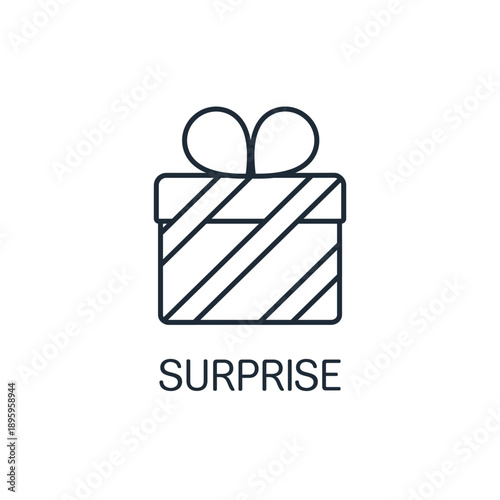 A box in festive wrapping. A pleasant surprise. Vector linear icon illustration isolated on white background.