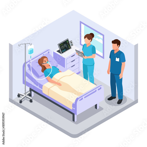 Medical Professionals Attending to Hospital Patient.