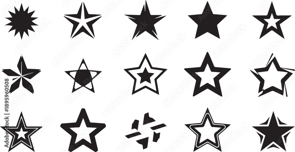 Obraz premium Abstract Black Star Symbol Set