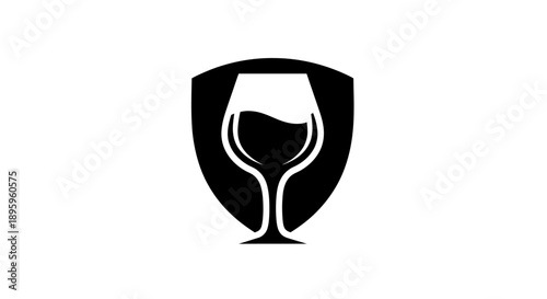 Wine glass inside shield logo