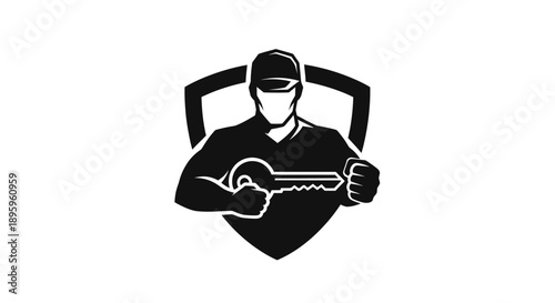 Security guard with key emblem