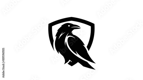 Black Raven Silhouette on Shield