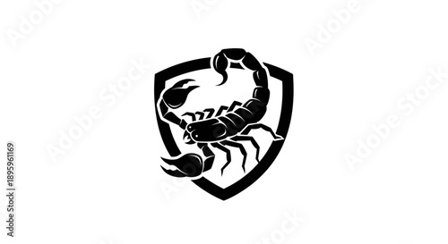 Scorpion Silhouette on Shield Vector Logo