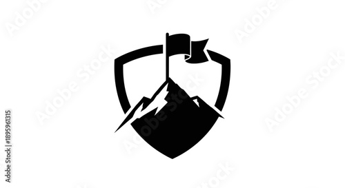 Mountain Peak Flag Shield Icon