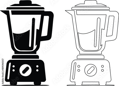 Kitchen blender machine appliance icon silhouette vector illustration on a white background