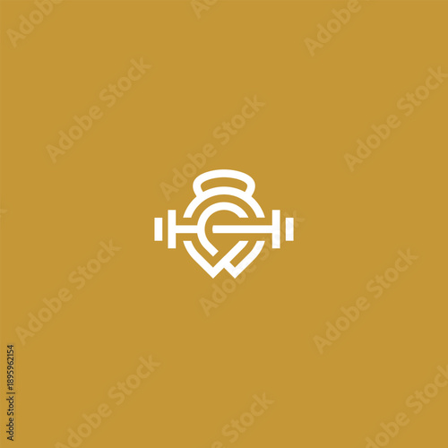 Weightlifting logo with unique emblem style
