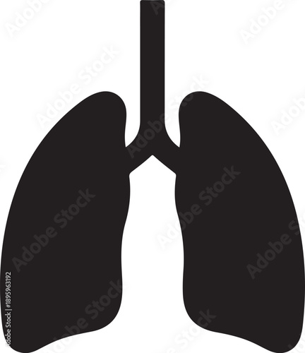 Human Lungs Icon – Respiratory System Black Silhouette Vector