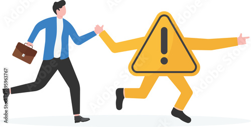 Professional Chasing Warning Sign Representing Risk Management
