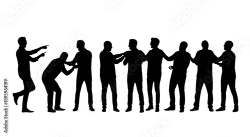 Silhouettes of people engaging in various activities isolated on transparent background