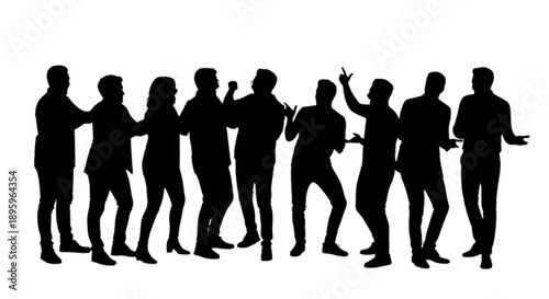 Group of people dancing isolated on transparent background
