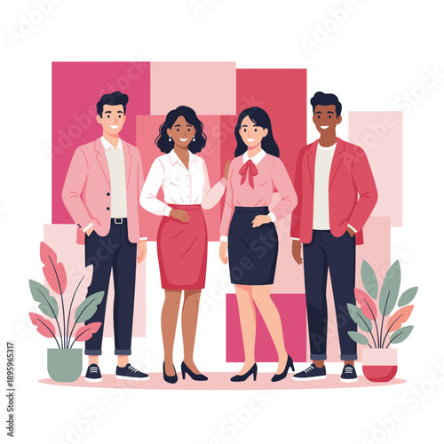 Diverse business team standing together smiling Collaboration corporate success and teamwork concept