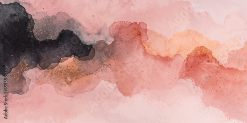 Abstract red and pink watercolor texture hand painted with wet macro details creates a beautiful heart-inspired background for woman's skin or beauty food concepts