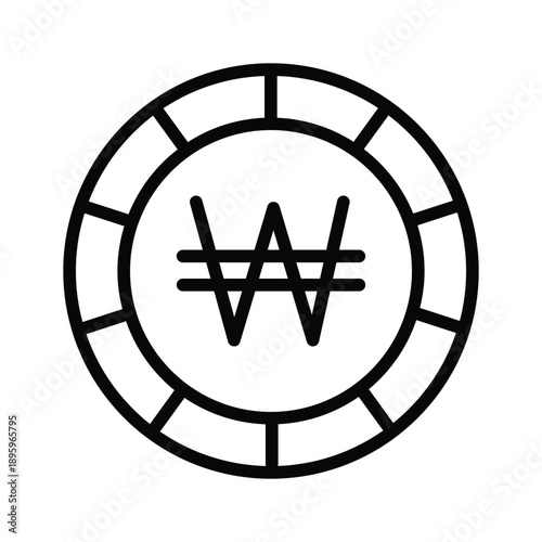 Modern line icon of korean won is ready for premium use