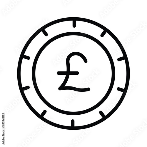 A scalable line icon of pound currency is ready for premium use