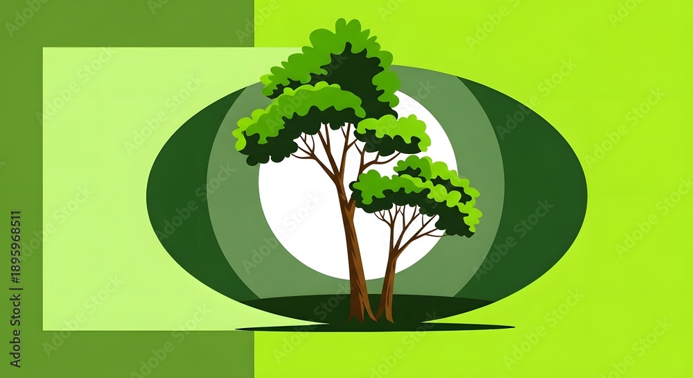 Fototapeta premium Illustration of two trees in a green circle