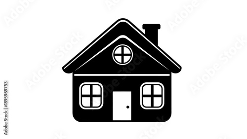 Simple Black House Icon Illustration.