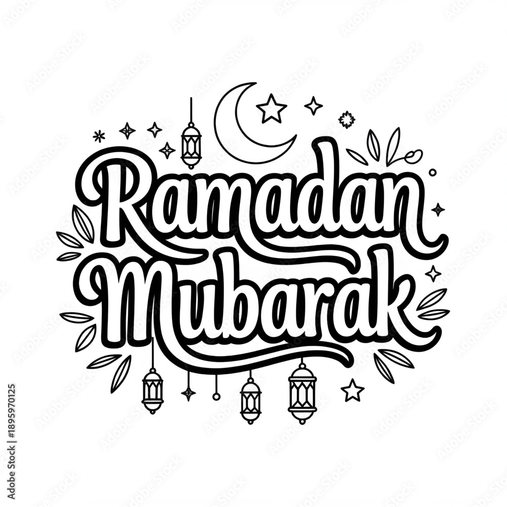 Fototapeta premium Ramadan mubarak design coloring page line art