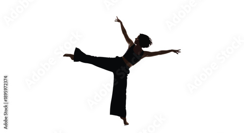 Female contemporary dancer performing silhouette vector motion