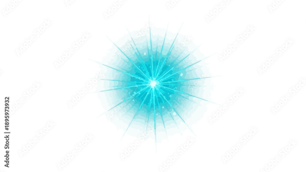 Fototapeta premium Abstract blue light burst with glowing star effect.