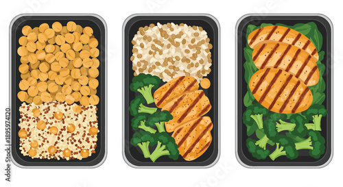 Healthy Meal Prep Containers with Balanced Nutritious Food