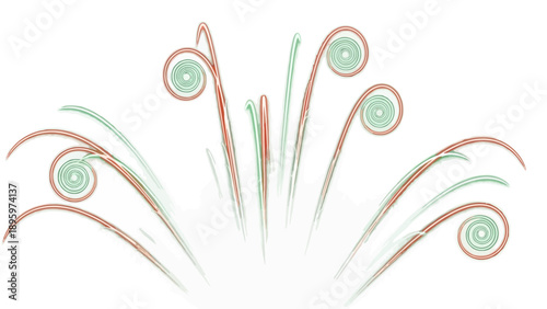Abstract festive curly lines design on white background.