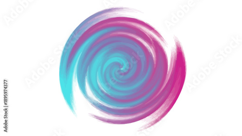 Abstract pink and blue paint swirl isolated on white background.