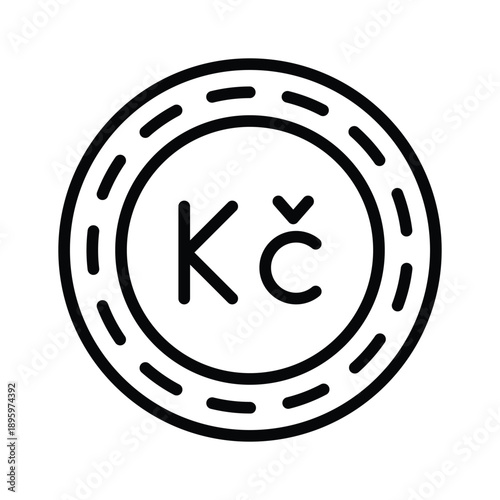 Easy to edit line icon of czech koruna is ready
