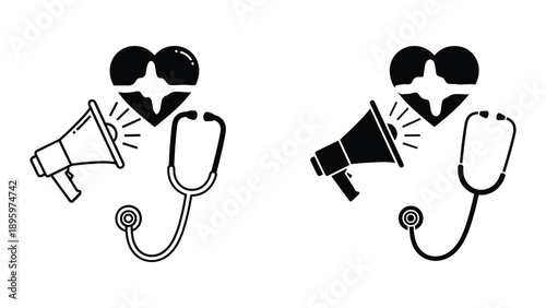 Medical awareness campaign with stethoscope and megaphone