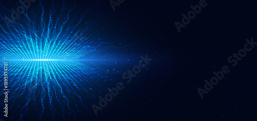 Glowing wavy dynamic lines on dark background. Technology digital communication, science, music, network.